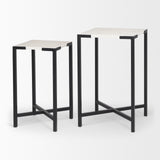 Lucas III (Set of 2) 15L x 15W; 12L x 12W White Marble W/Black Iron Frame Accent Tables from Mercana - Luna Furniture