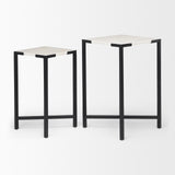 Lucas III (Set of 2) 15L x 15W; 12L x 12W White Marble W/Black Iron Frame Accent Tables from Mercana - Luna Furniture