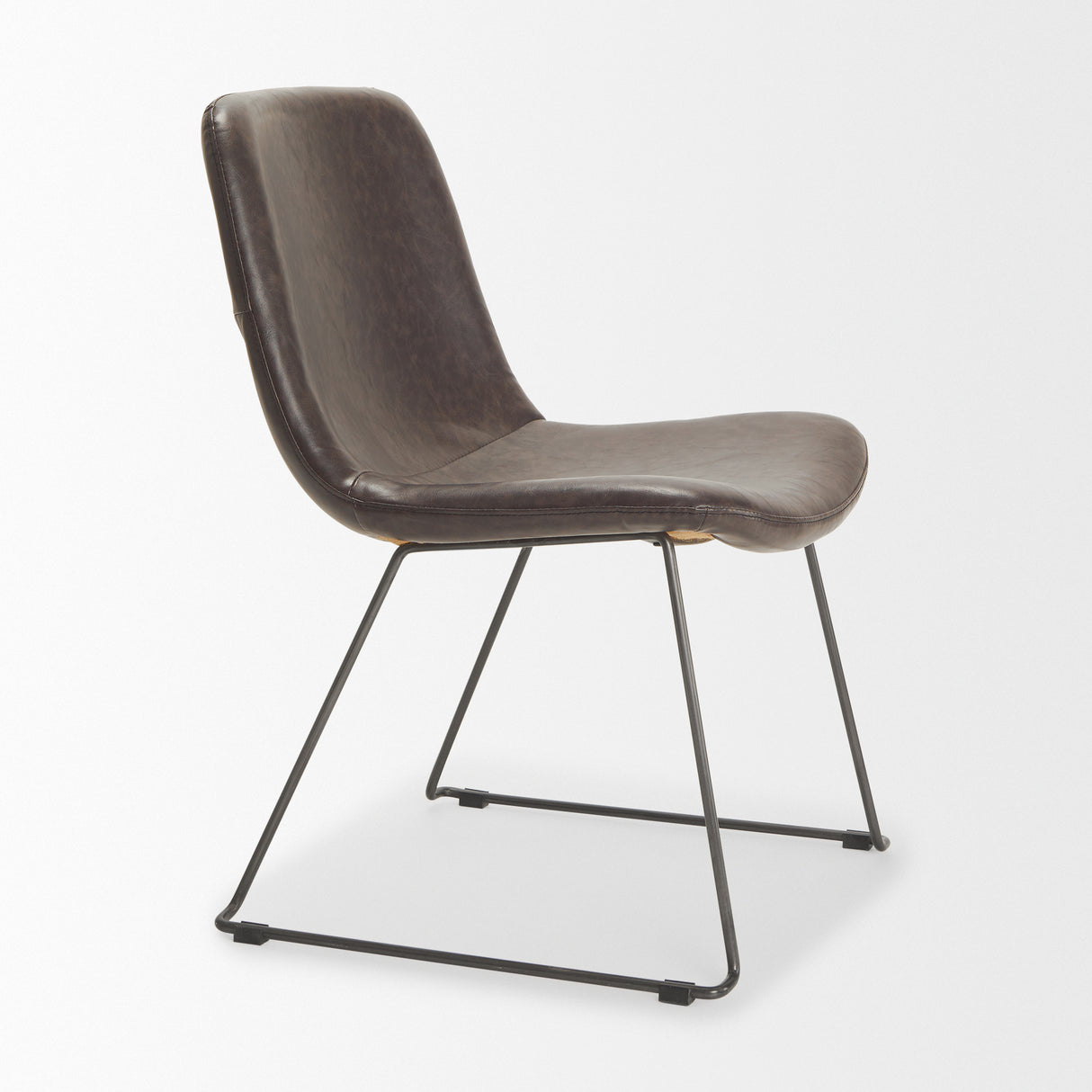 Sawyer I Dark Brown Faux-Leather Seat Black Iron Frame Dining Chair, Set of 2 from Mercana - Luna Furniture