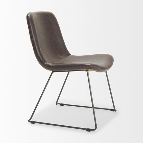 Sawyer I Dark Brown Faux-Leather Seat Black Iron Frame Dining Chair, Set of 2 from Mercana - Luna Furniture