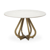 Laurent 48" Marble Top Gold Metal Base Dining Table from Mercana - Luna Furniture
