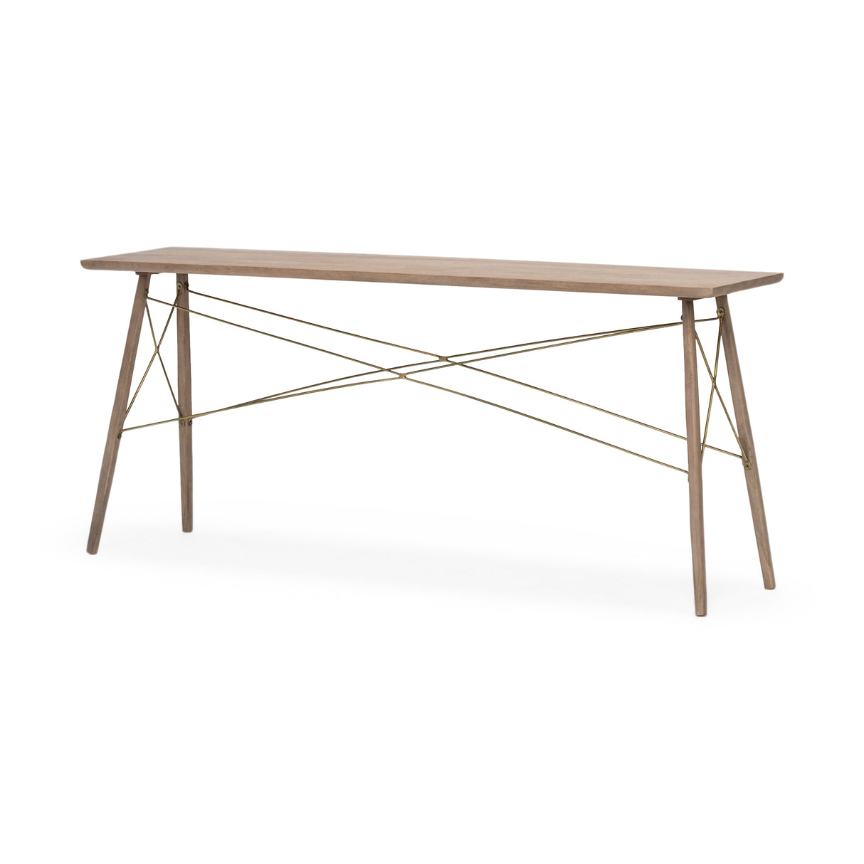 Kirby I 66L x 16W Brown Wooden Cross Braced Console Table from Mercana - Luna Furniture