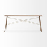 Kirby I 66L x 16W Brown Wooden Cross Braced Console Table from Mercana - Luna Furniture