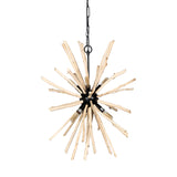 Jules 25x25 Blonde Wood and Black Metal Six Bulb Chandelier Light from Mercana - Luna Furniture