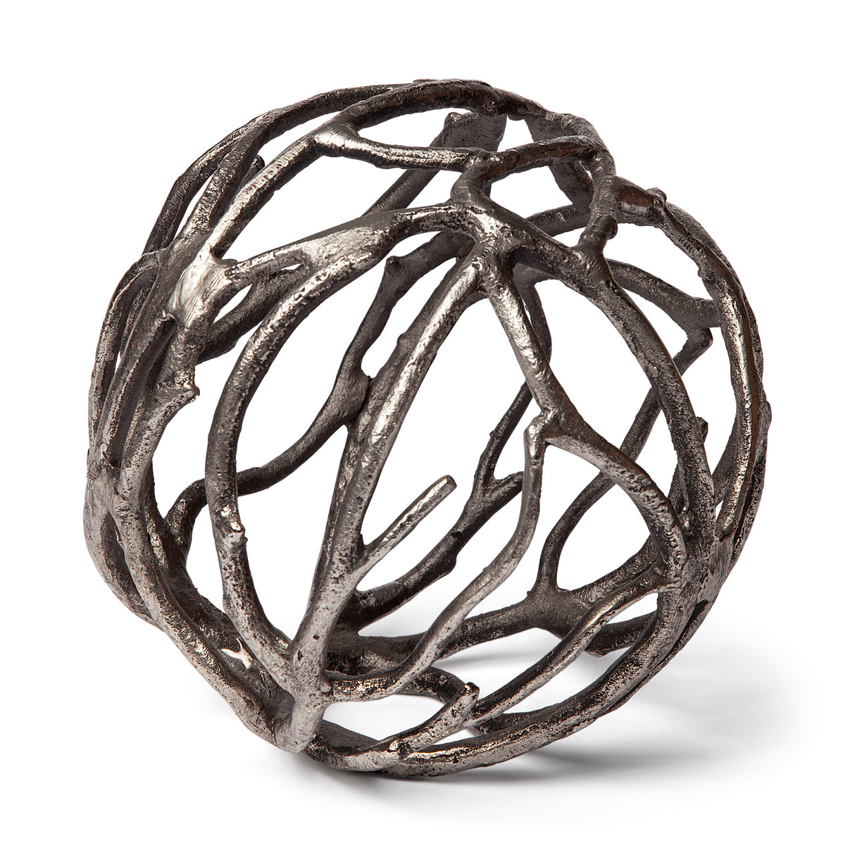 Sphaira II Large 7L x 7W Silver Cast Aluminum Decorative Tree Branch Orb from Mercana - Luna Furniture