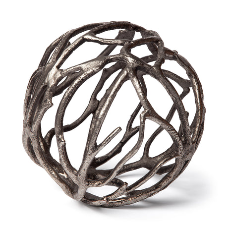Sphaira II Large 7L x 7W Silver Cast Aluminum Decorative Tree Branch Orb from Mercana - Luna Furniture