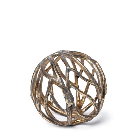 Sphaira Noir I Small 5L x 5W Gold Cast Aluminum Decorative Tree Branch Orb from Mercana - Luna Furniture