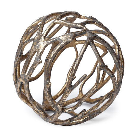 Sphaira Noir II Large 7L x 7W Gold Cast Aluminum Decorative Tree Branch Orb from Mercana - Luna Furniture