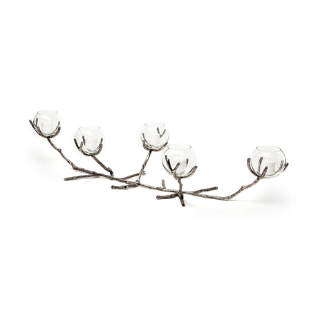 Vine I Distressed Silver Metal Creeper Five Candle Table Candle Holder from Mercana - Luna Furniture