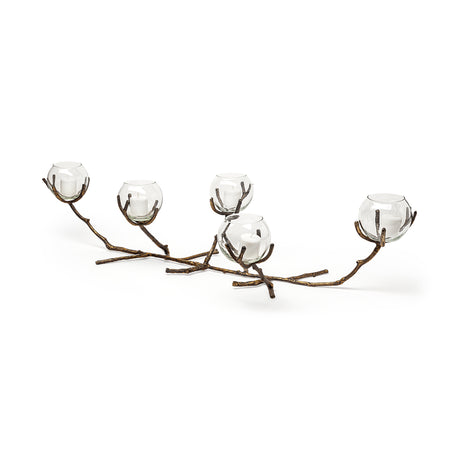 Vine II Distressed Gold Metal Creeper Five Candle Table Candle Holder from Mercana - Luna Furniture