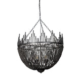 Liam I 32x30 Black Wooden Bead Bowl-Style Four Bulb Chandelier from Mercana - Luna Furniture