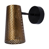 Wesley I 11x10.2 Gold Toned Perforated Metal Cone Wall Sconce from Mercana - Luna Furniture