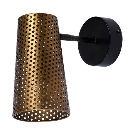 Wesley I 11x10.2 Gold Toned Perforated Metal Cone Wall Sconce from Mercana - Luna Furniture