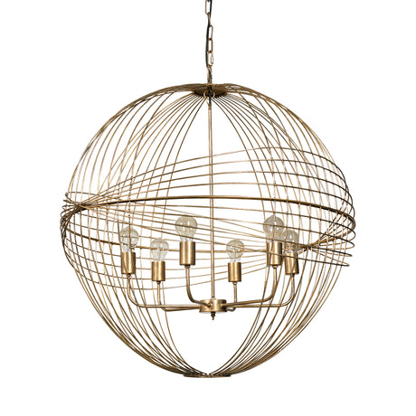 Chiron II 36L x 36W x 38H Gold Metal Globe Six Bulb Chandelier from Mercana - Luna Furniture