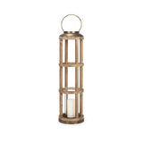 Andy I Large Natural Wood Cylindrical Lantern from Mercana - Luna Furniture
