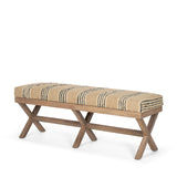 Solis 50L x 16W Brown Base Upholstered Beige/Black Stripe Seat Accent Bench from Mercana - Luna Furniture
