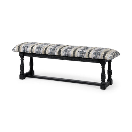Denison II 56L x 15W Black Wood Base Woven-Leather Cushion Top Accent Bench from Mercana - Luna Furniture