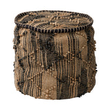 Riley Tan Jute Popcorn Stich Cylindrical Pouf from Mercana - Luna Furniture