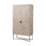 Excelsior II 68.1" H Light Brown Wood Gold Iron Base Storage Cabinet from Mercana - Luna Furniture