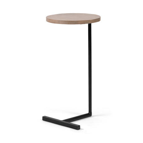 Ballatine 15L x 15W x 27H Brown Wood Round Top w/ Black Metal Base Accent Table from Mercana - Luna Furniture