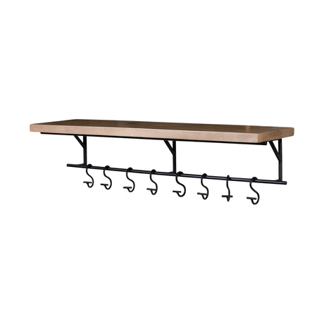 Schutt 36L Wall Mounted Wooden Shelf w/ 8 Hooks for Coats, Hats from Mercana - Luna Furniture