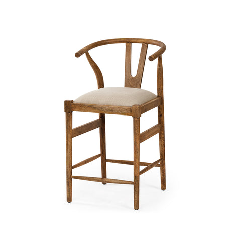 Trixie Cream Upholstered Seat Brown Wood Frame Counter Stool from Mercana - Luna Furniture
