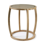 Hubbard I 22L x 22W Light Brown Wood Round Top W/Glass Accent Table from Mercana - Luna Furniture