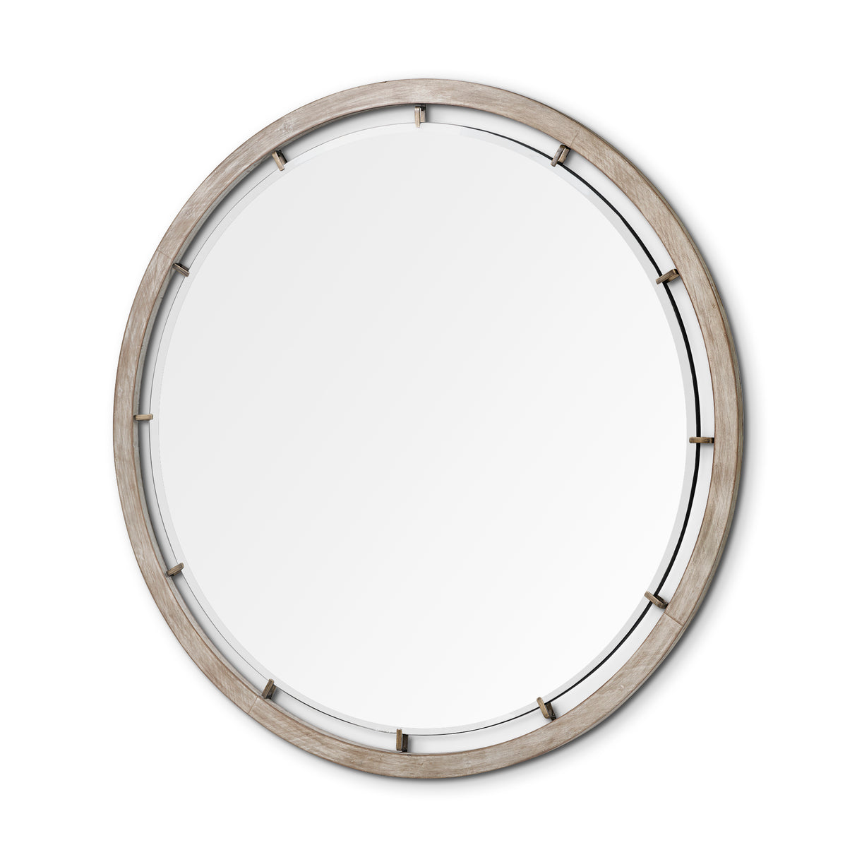 Sonance 54" Round Brown Wood Frame Mirror from Mercana - Luna Furniture