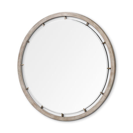 Sonance 54" Round Brown Wood Frame Mirror from Mercana - Luna Furniture