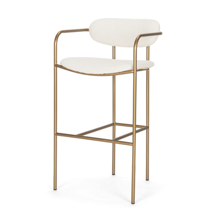 Parker 30" Seat Height Cream Fabric Seat Gold Metal Bar Stool from Mercana - Luna Furniture