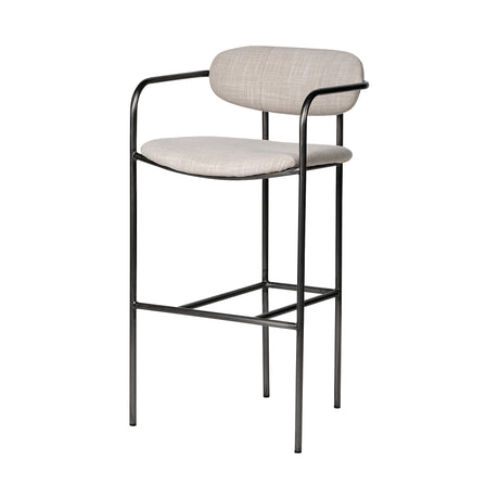 Parker 30" Seat Height Beige Fabric Seat Gun Metal Grey Metal Bar Stool from Mercana - Luna Furniture