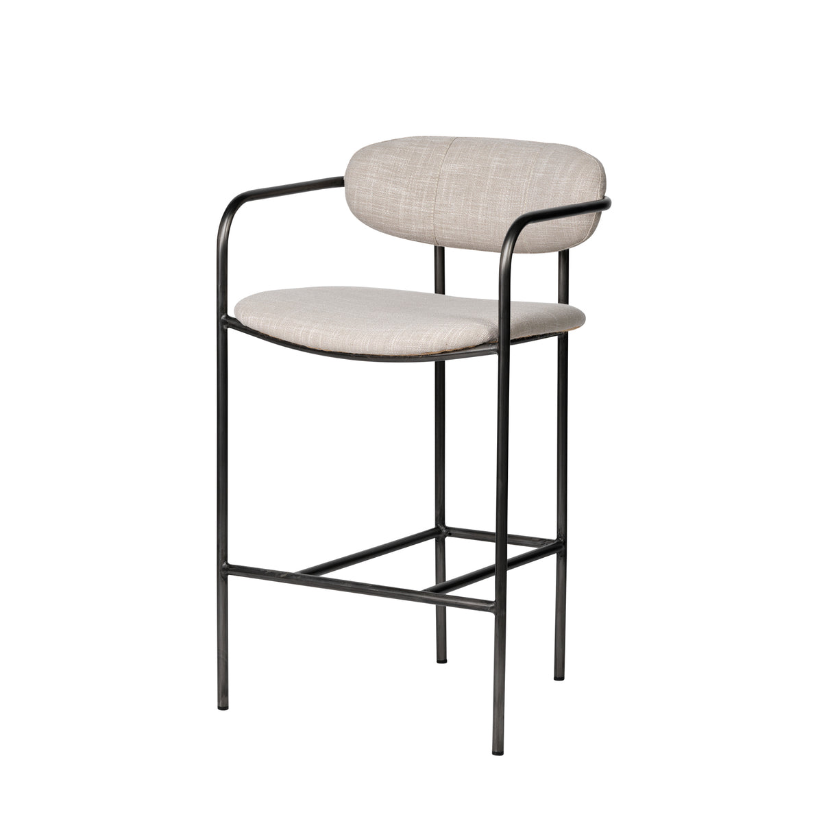 Parker II Beige Fabric Seat Gun Metal Grey Metal Counter Stool from Mercana - Luna Furniture