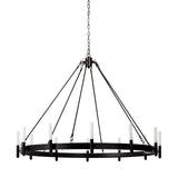 Decamp I (47.2"x36.2") Black Metal Chassis Glass Tube Twelve Light Chandelier from Mercana - Luna Furniture