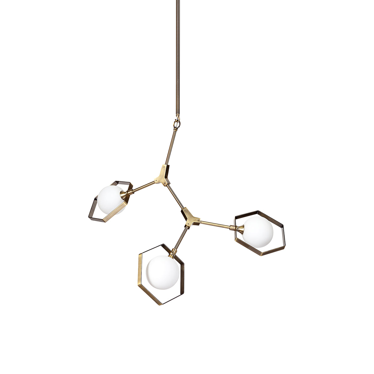Desousa II (33.9"L x 8.8"W x 28"H) Champagne Metal Multi-Arm Three Light Chandelier from Mercana - Luna Furniture