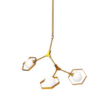 Desousa II (33.9"L x 8.8"W x 28"H) Brass-Toned Metal Multi-Arm Three Light Chandelier from Mercana - Luna Furniture