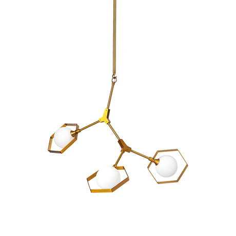 Desousa II (33.9"L x 8.8"W x 28"H) Brass-Toned Metal Multi-Arm Three Light Chandelier from Mercana - Luna Furniture