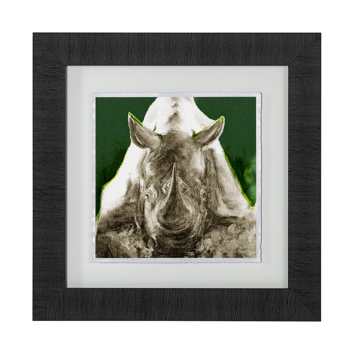 Rhino Green by Mercana Studio a Hand Embellished Textured Framed Art Print Matted under Glass from Mercana - Luna Furniture
