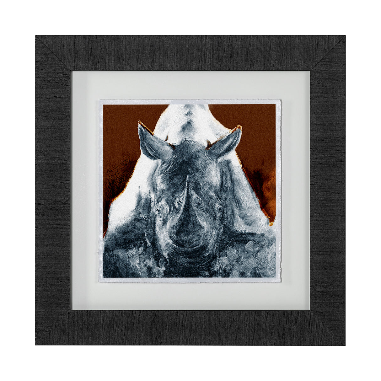 Rhino Burn Orange by Mercana Studio a Hand Embellished Textured Framed Art Print Matted under Glass from Mercana - Luna Furniture