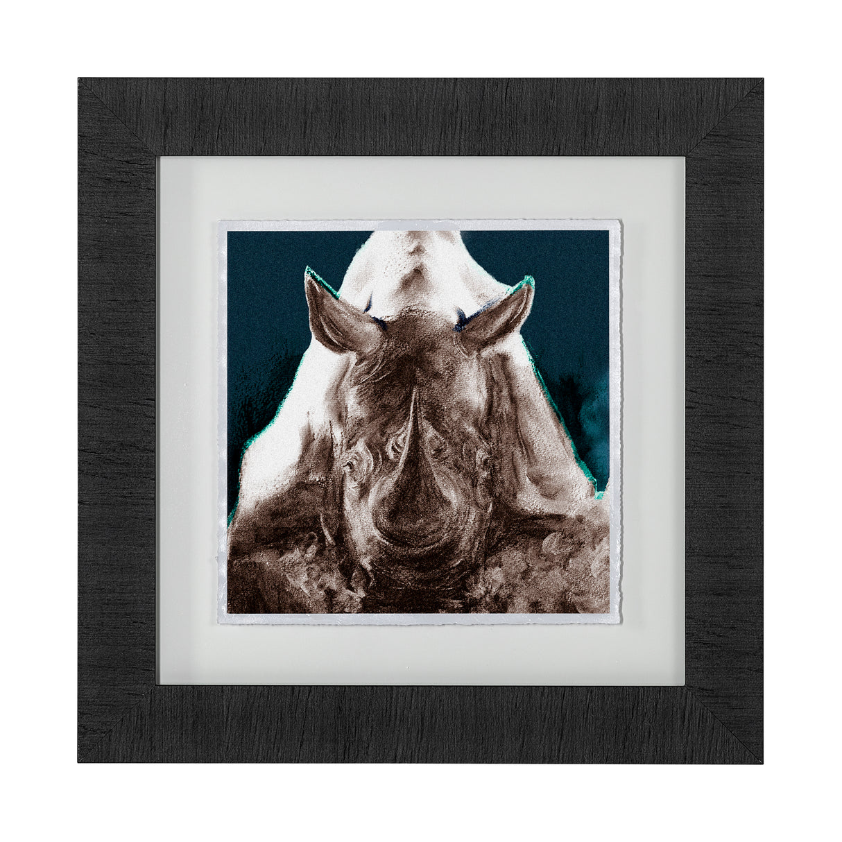 Rhino Blue by Mercana Studio a Hand Embellished Textured Framed Art Print Matted under Glass from Mercana - Luna Furniture