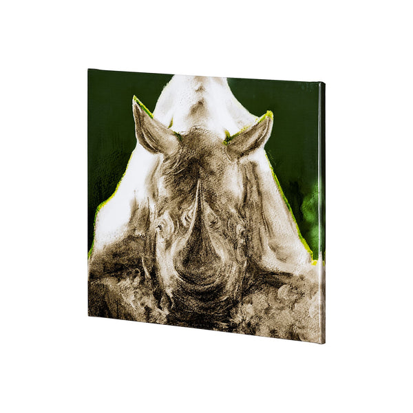 Rhino Green by Mercana Studio a Hand Embellished Textured Canvas