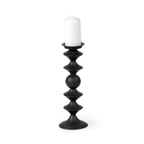 Candelero II Large Black Metal Grooved Table Candle Holder from Mercana - Luna Furniture