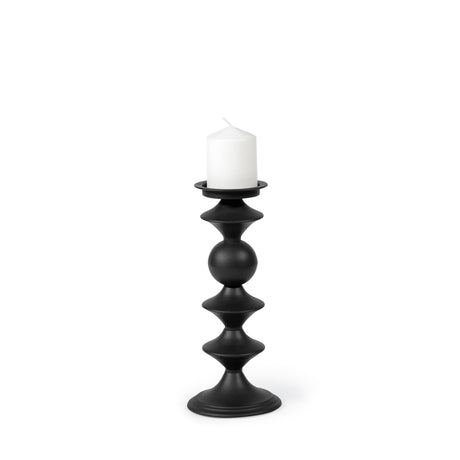 Candelero I Small Black Metal Grooved Table Candle Holder from Mercana - Luna Furniture