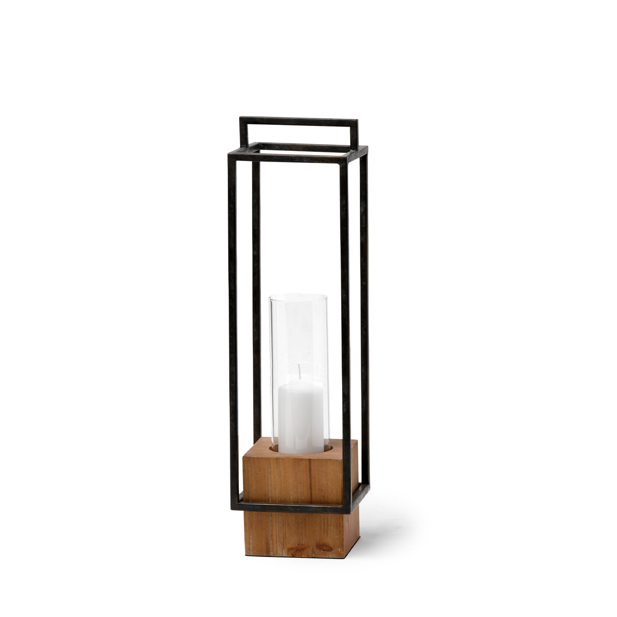 Orionis Large Wood w/ Black Metal Lantern Candle Holder from Mercana - Luna Furniture