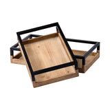 Ross Set of 2 Natural Wood W/ Black Metal Nesting Trays from Mercana - Luna Furniture