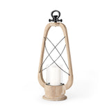 Zain II Large Brown Wooden Vintage Inspired Candle Holder Lantern from Mercana - Luna Furniture