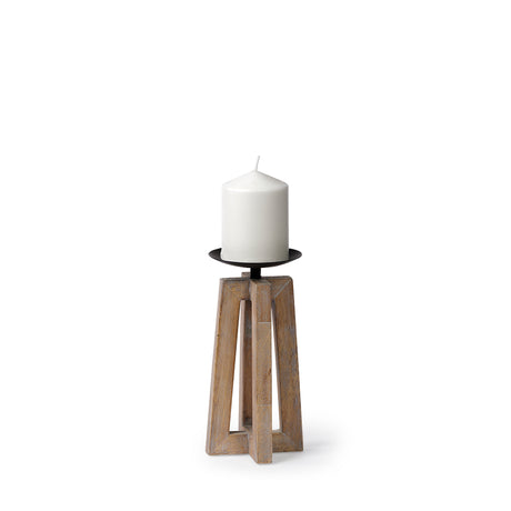 Astra Small Light Brown Wood Pedestal Base Table Candle Holder from Mercana - Luna Furniture