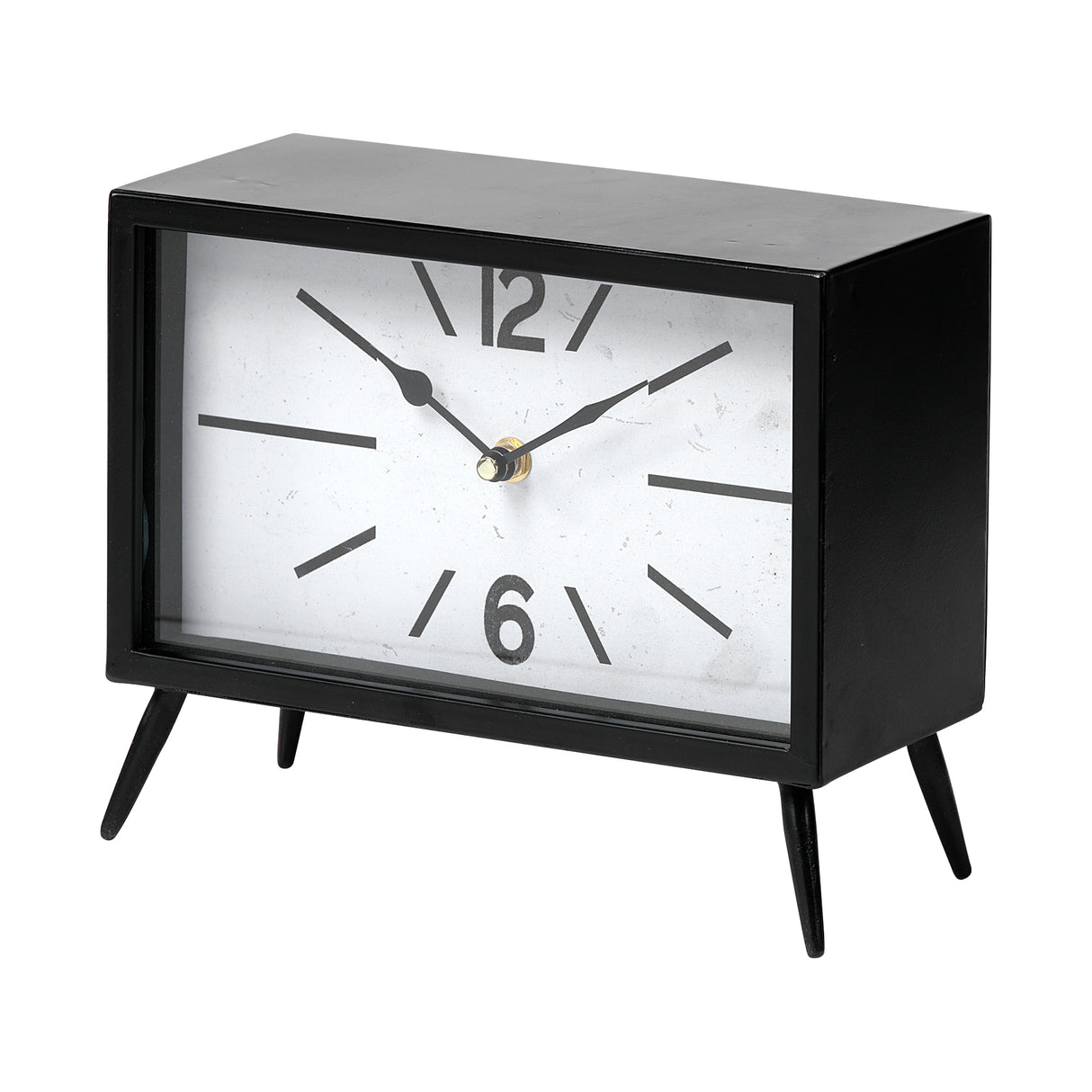Lita Black Metal Rectangular Table Clock from Mercana - Luna Furniture
