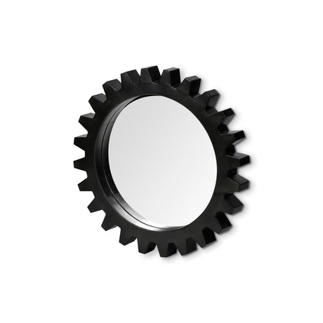Alloy Cog 26" Round Black Metal Frame Mirror from Mercana - Luna Furniture