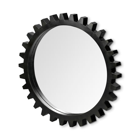 Alloy Cog 37" Round Black Metal Frame Mirror from Mercana - Luna Furniture