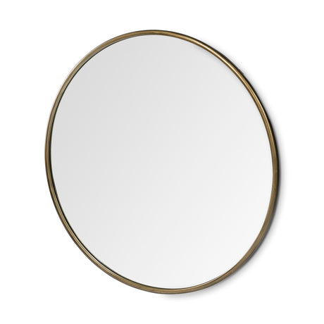 Piper 47.2L x 1.0W x 47.2H Large Gold Metal Round Wall Mirror from Mercana - Luna Furniture